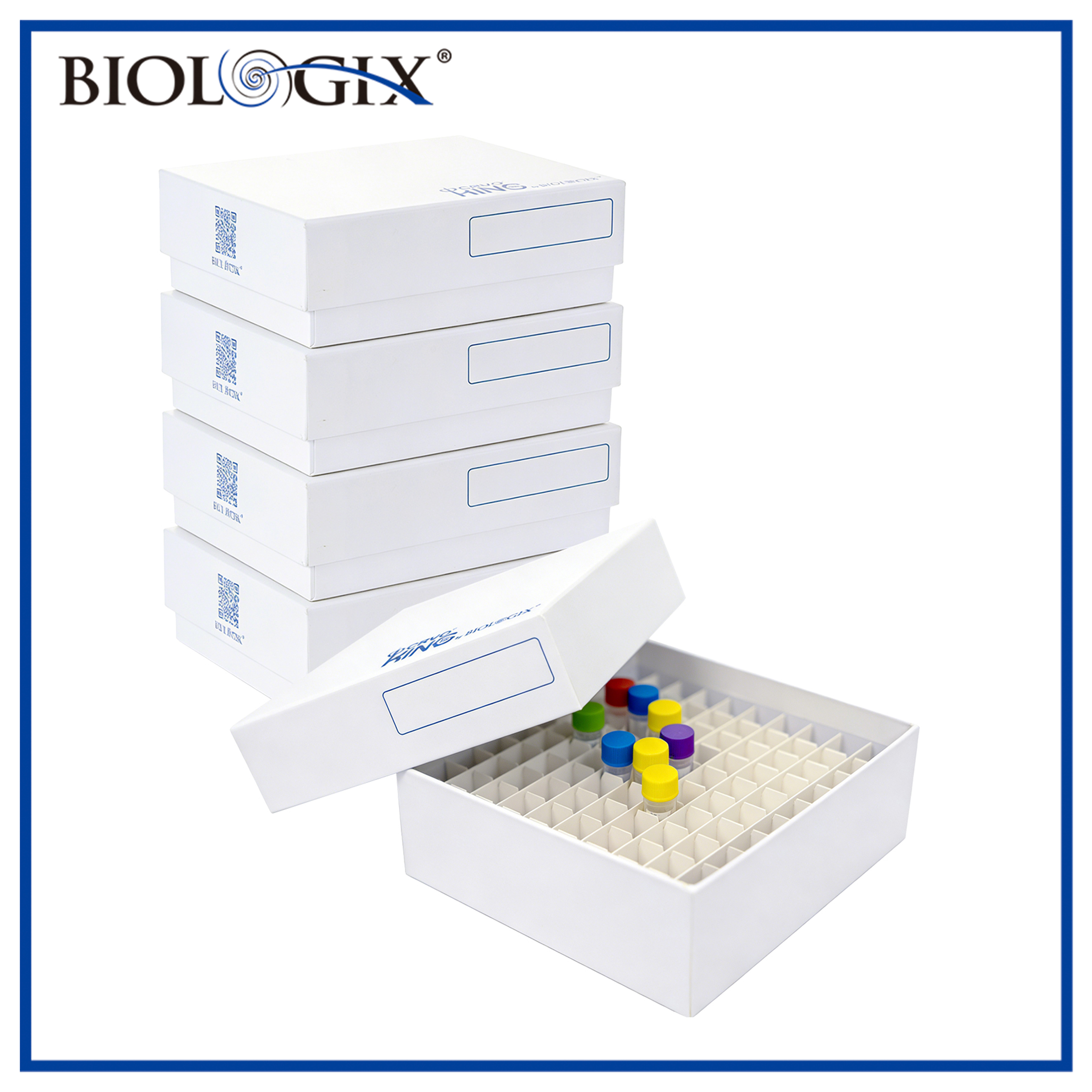 巴罗克-纸质冻存盒 ，2英寸，81格/100格可选，白色，133x133x53mm，5个/包，100个/箱